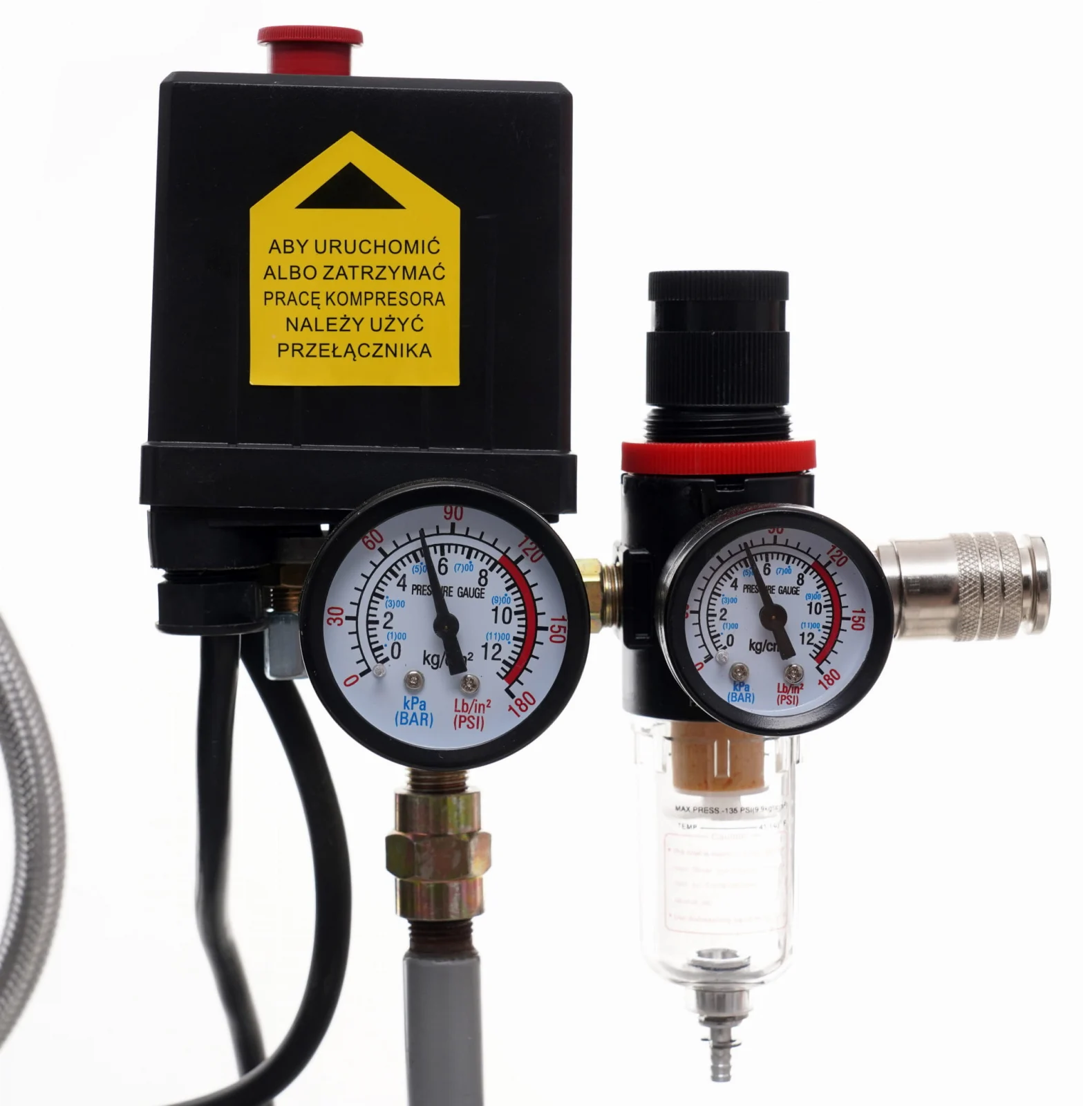 Compresor aer 100l fara ulei silentios 3x1500w  + furtun pneumatic aer 5x12mm 20m + pistol pneumatic tencuiala glet vopsea vas 5l (KD1397+KD673+V81281) [9]