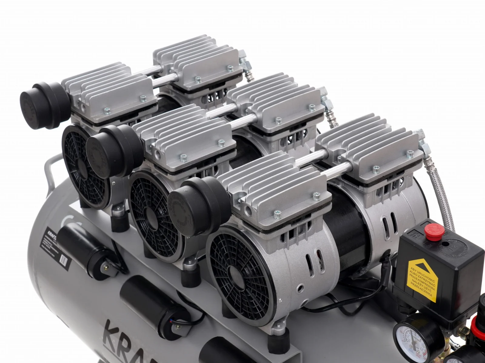 Compresor aer 100l fara ulei silentios 3x1500w  + furtun pneumatic aer 5x12mm 20m + pistol pneumatic tencuiala glet vopsea vas 5l (KD1397+KD673+V81281) [11]