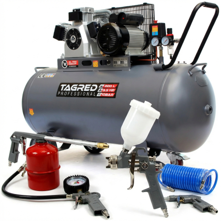 Pachete promotionale - Compresor aer 200l 10bar fara ulei + set kit 5 accesorii pneumatice aer (TA3395+PNEUM5PCS)