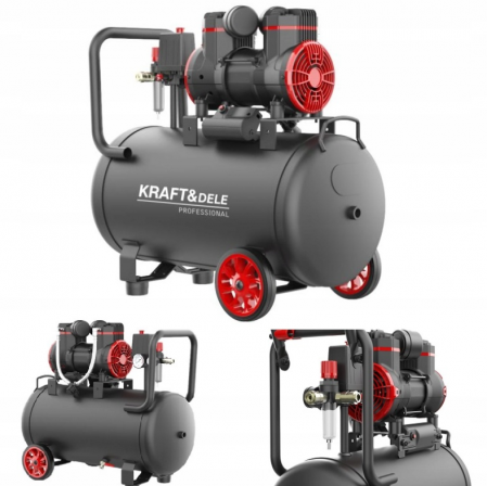 Compresoare - Compresor aer 50L fara ulei silentios 1500W 290 L/min (KD1391)