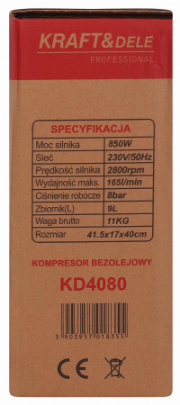 Compresor aer 9L fara ulei silentios 850W 165 Lmin (KD4080) [16]