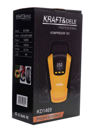 Compresor aer auto manometru digital lampa LED DC 12V 140W 35 Lmin + adaptoare (KD1469) [8]