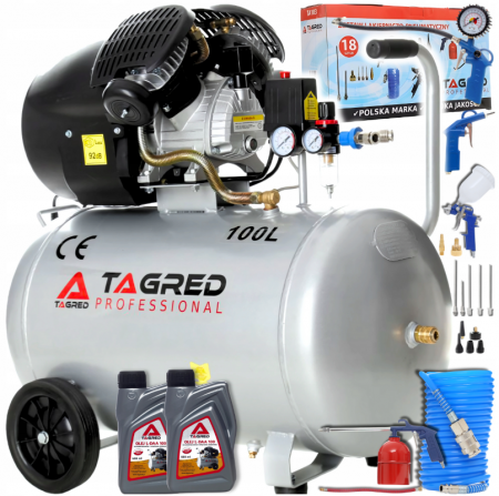 Compresor aer comprimat 100L 230V 3.5kw 530Lmin 8bar + kit scule (TA361+2X6093+TA0002+KD2100) [2]