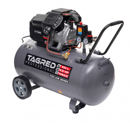 Compresoare - Compresor aer comprimat 100L 230V 3.5kw 640Lmin 10bar 2 pistoane (TA366)