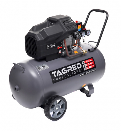 Compresor aer comprimat 100L 230V 3.5kw 640Lmin 10bar 2 pistoane (TA366) [8]