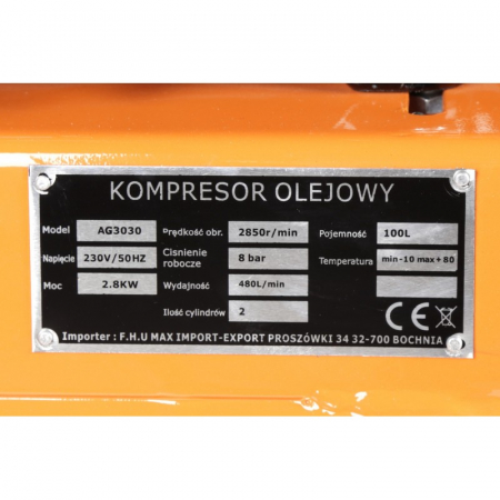 Compresor aer comprimat 100L 4.6CP 2 cilindri 480L min (LXC100-2-230V) [20]