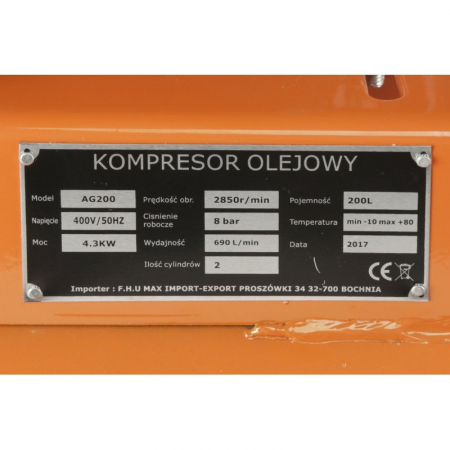 Compresor aer comprimat 200L 5.7CP 2 cilindri 690L min (LXC200-2-400V) [9]