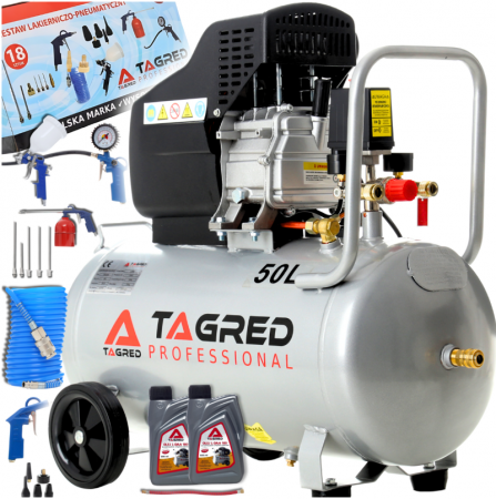Scule electrice - Compresor aer comprimat 50L 230V 2.8kw 300L min 8bar + kit scule (TA301N+2X6093+TA0002+KD2100)