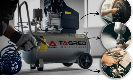 Compresor aer comprimat 50L 230V 2.8kw 300L min 8bar + kit scule (TA301N+2X6093+TA0002+KD2100) [4]
