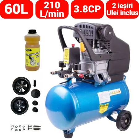 Compresoare - BlackFriday Compresor aer comprimat 60L 3.8CP 210L min 8bar (BX-3257)