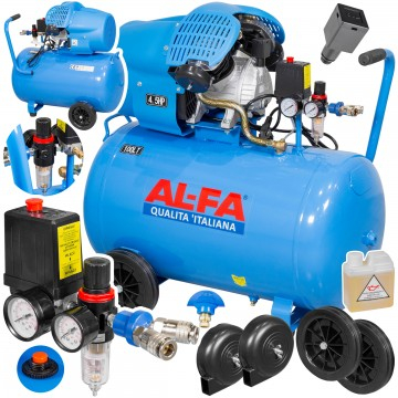 Compresoare - Compresor aer de ulei 100L 3 kW debit 490 l/min 2 pistoane 8 bar  2850 rpm (ALC-100V)
