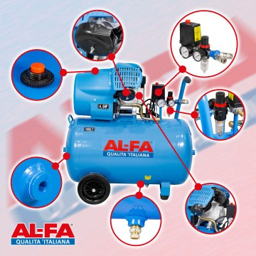 Compresor aer de ulei 100L 3 kW debit 490 l/min 2 pistoane 8 bar  2850 rpm (ALC-100V) [1]