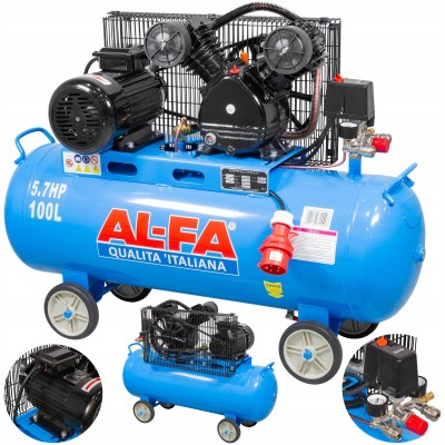 Compresoare - Compresor aer de ulei 100L 400V 3,8kW debit 660 l/min 2 pistoane 8 bar 2850 rpm (ALC-100-2/400V)