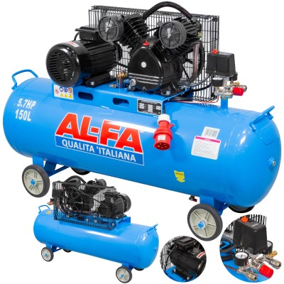 Compresoare - Compresor aer de ulei 150L 400V 4,3 kW debit  810 l/min 2 pistoane presiune 8 bar 2850 rpm (ALC-150-2/400V)