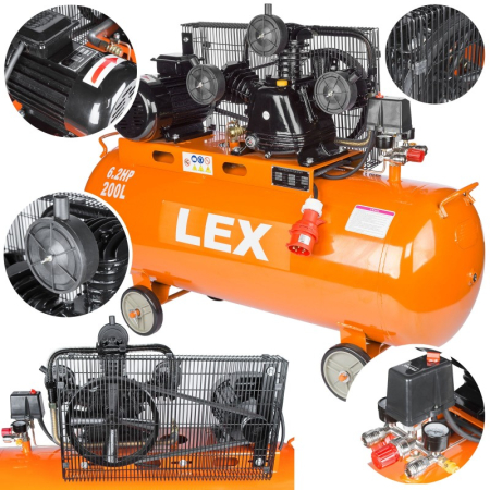 Compresoare - Compresor aer de ulei 200L motor 3,8 kW 3 pistoane 760 l/min 2850 rpm 8 bar (LXC200-3-3)