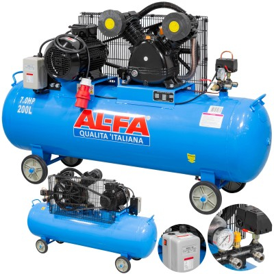 Scule electrice - Compresor aer de ulei 200L motor 5,2 kW 2 pistoane 850l/min 2850rpm 8 bar (ALC-200-2)