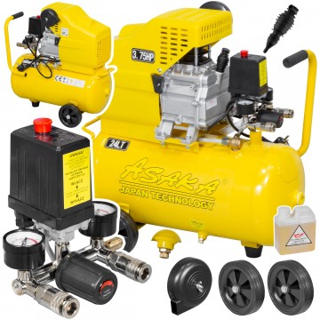Compresoare - Compresor aer de ulei 24L cu motor 2,8kW debit 210 l/min 1 piston presiune 8 bar + ulei (ASC-24)