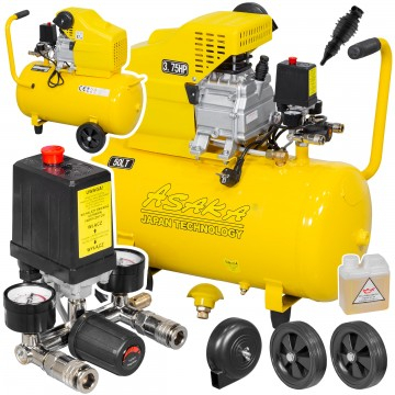 Compresoare - Compresor aer de ulei 50L cu motor 2.8 kW debit 260 l/min 1 piston presiune 8 bar +ulei (ASC-50-1)