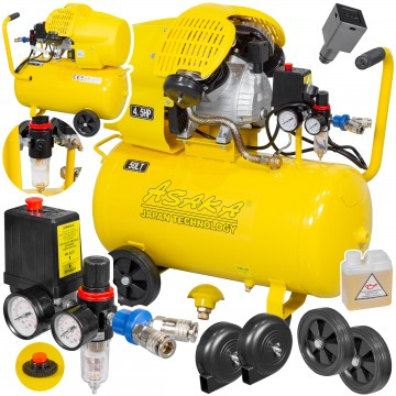 Compresoare - Compresor aer de ulei 50L cu motor 3.3 kW 4,5 CP debit 440 l/min 2 pistoane presiune 8 bar cu dezumidificator + ulel (ASC-50V)