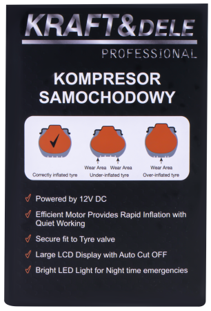 Compresor auto 12V 35 Lmin 6.9 bari cablu 3m lanterna LED afisaj LCD (KD3442) [10]
