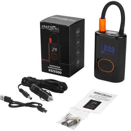 Compresor auto 3 in 1 cu acumulator, lanterna, baterie externa, 5000 mAh, 0.3-10 bar, 30 l /min (KD5500) [1]