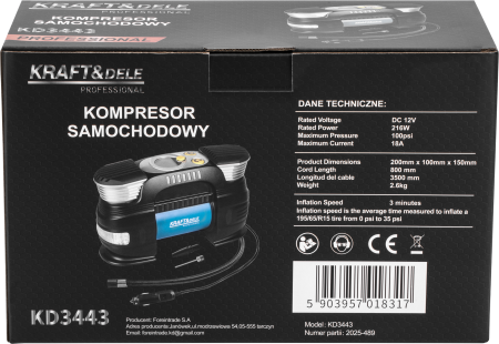 Compresor auto metalic 7 bar 250W cu accesorii si geanta (KD3443) [13]