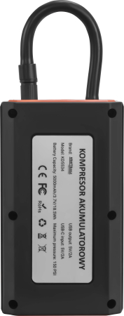 Compresor auto portabil cu acumulator 0.2–10.3 bar 5000mAh cu display LED si oprire automata (KD5534) [3]