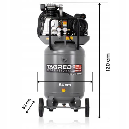 Compresor de ulei vertical profesional cu piston dublu 100l 10 bar (TA3401) [10]