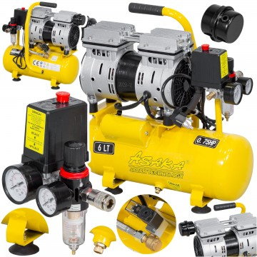 Compresoare - Compresor fara ulei silentios 6L 0,55 kW 2 pistoane 150l/min (ALAC6-LO)