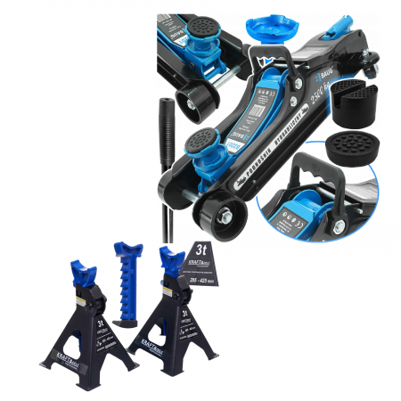 Cricuri - Cric hidraulic 2.5Tone 80-360mm tip crocodil ridicare auto + Set 2 suporti sustinere tip capra 3 Tone auto (B3201+KD3171)
