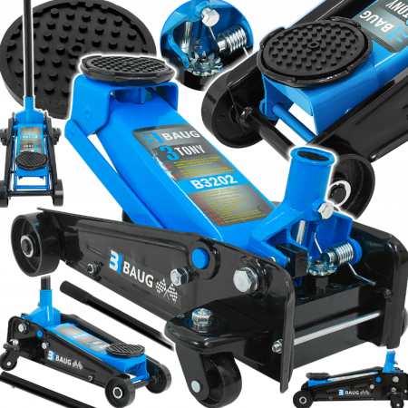 Cric hidraulic 3 Tone 150-460 mm tip crocodil + Set 2 suporti sustinere tip capra 3 Tone auto, reglaj dinti 285-425mm (B3202+KD3171) [1]