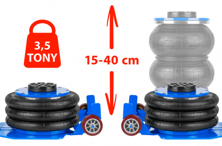 Cric pneumatic 3.5 Tone profesional cu pernă de aer pentru vulcanizare 14-40cm + Set 2 suporti sustinere tip capra 3 Tone auto (VRF08350+KD3171) [2]