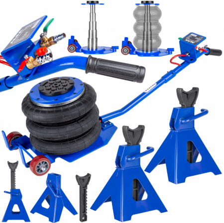 Scule pneumatice - Cric pneumatic 3.5 Tone profesional cu pernă de aer pentru vulcanizare 14-40cm + Set 2 suporti sustinere tip capra 3 Tone auto (VRF08350+KD3171)