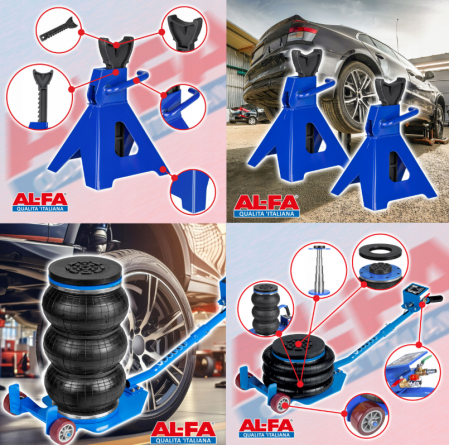Cric pneumatic 3.5 Tone profesional cu pernă de aer pentru vulcanizare 14-40cm + Set 2 suporti sustinere tip capra 3 Tone auto (VRF08350+KD3171) [1]