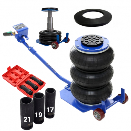 Pachete promotionale - Cric pneumatic 3.5 Tone vulcanizare 14-40cm + 3 tubulare impact lungi 17 19 21mm pernă de aer (3.5TAIR+3TUB)