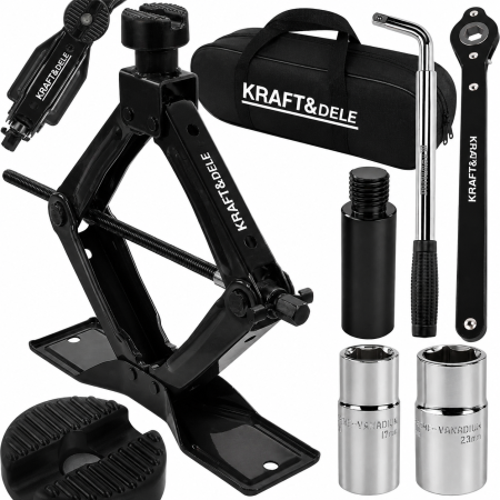 Cricuri - Cric trapezoidal 135-445 mm, cheie telescopica si accesorii incluse (KD3527)