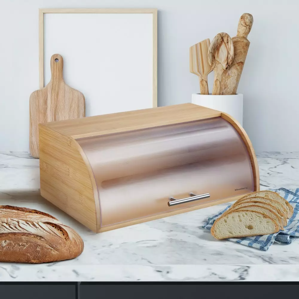 Cutie cos pentru pâine din bambus cu capac acrilic [2]