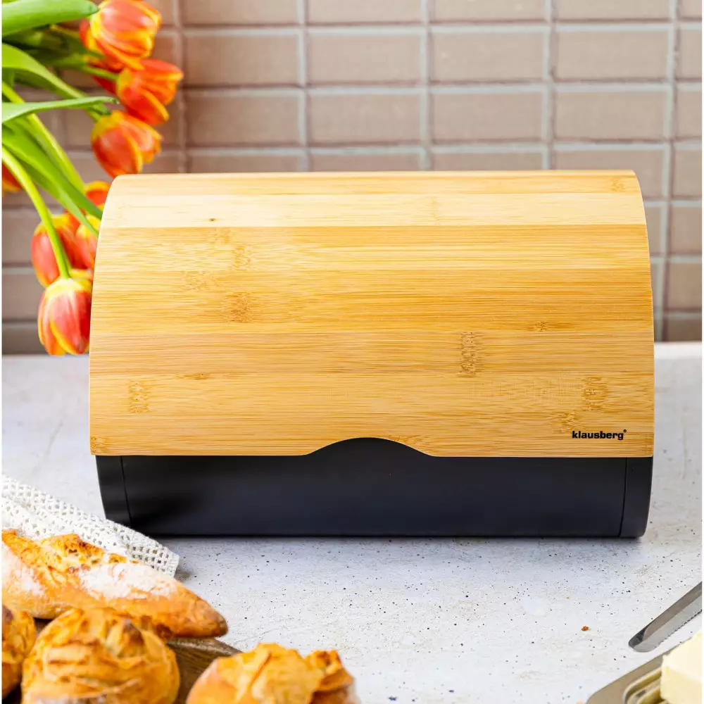 Cutie pentru paine din lemn neagra 32x24x20,5cm (KB-7711) [3]