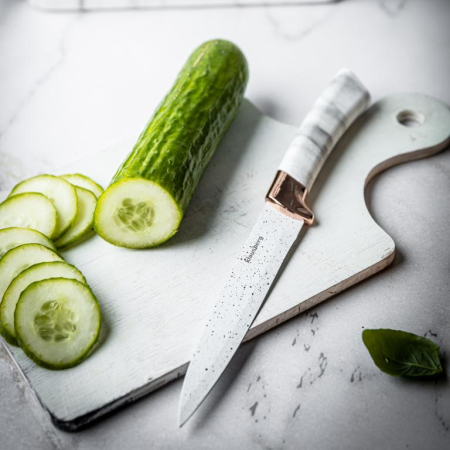 Cutite de bucatarie in suport albe cu design maro set 6 piese (KB-7769) [18]