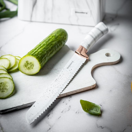 Cutite de bucatarie in suport albe cu design maro set 6 piese (KB-7769) [14]