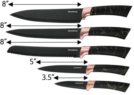 Cutite de bucatarie in suport negru cu design set 6 piese (KB-7768) [12]