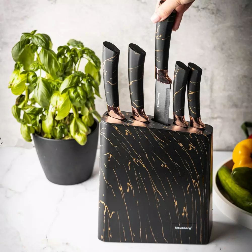 Cutite de bucatarie in suport negru cu design set 6 piese (KB-7768) [6]