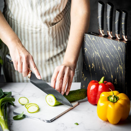 Cutite de bucatarie in suport negru cu design set 6 piese (KB-7768) [27]