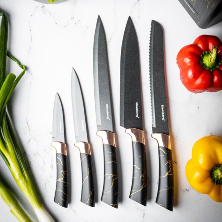 Cutite de bucatarie in suport negru cu design set 6 piese (KB-7768) [15]