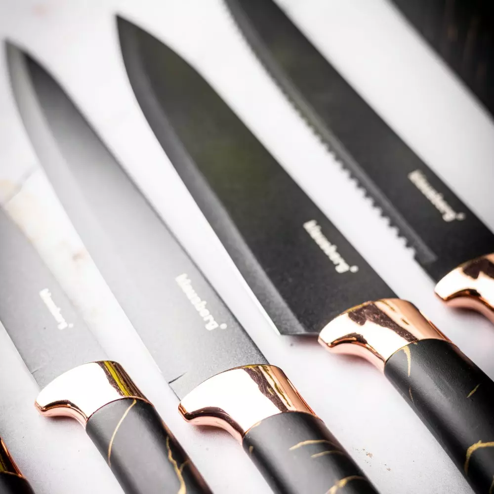 Cutite de bucatarie in suport negru cu design set 6 piese (KB-7768) [4]