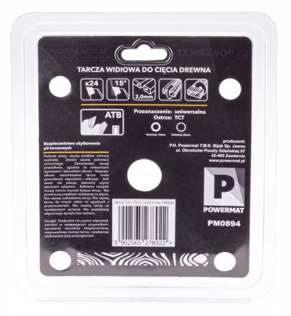 Disc circular vidia pentru lemn 125x22.2 mm, 24 dinti, taiere rapida PM0894 (TDD-125x22.2x24Z) [6]