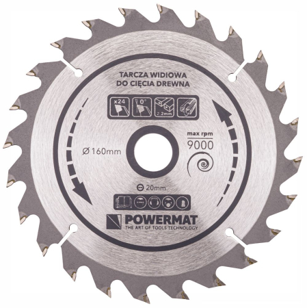 Disc circular vidia pentru lemn 160x20 mm, 24 dinti, taiere rapida PM0878 (TDD-160x20x24Z) [2]