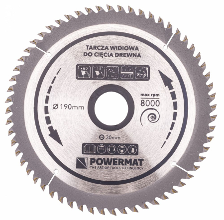 Disc circular vidia pentru lemn 190x30 mm, 60 dinti, taiere de precizie si finisaj, PM0887 (TDD-190x30x60Z) [1]
