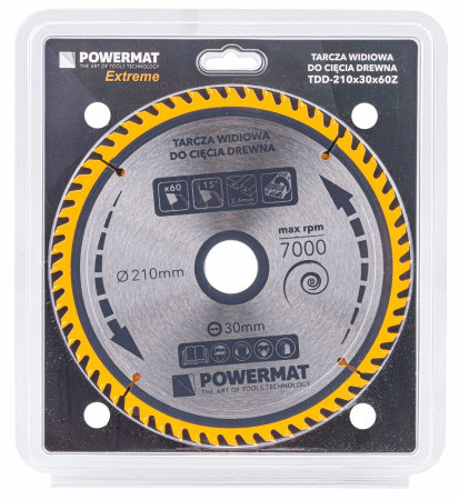 Disc circular vidia pentru lemn 210x30 mm, 60 dinti, taiere curata si finisaj, PM0890 (TDD-210x30x60Z) [3]