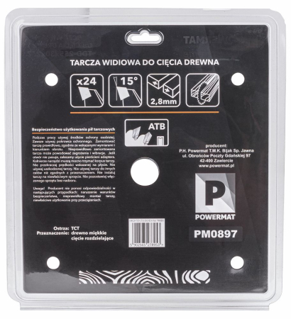 Disc circular vidia pentru lemn 255x30 mm, 24 dinti, taiere rapida si debitare, PM0897 (TDD-255x30x24Z) [5]